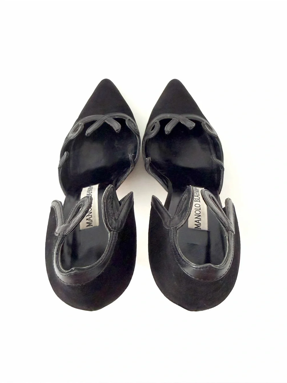 MANOLO BLAHNIK | Vintage Y2K Scroll Pumps Black Suede D’Orsay EU 36.5 US 6.5